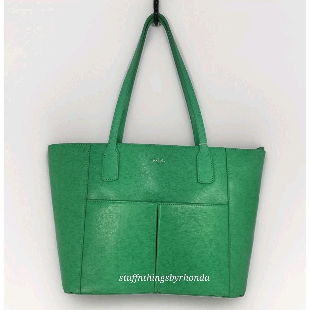 Ralph Lauren RLL Newbury Pocket Kelly Green Purse Tote Pocket Book
